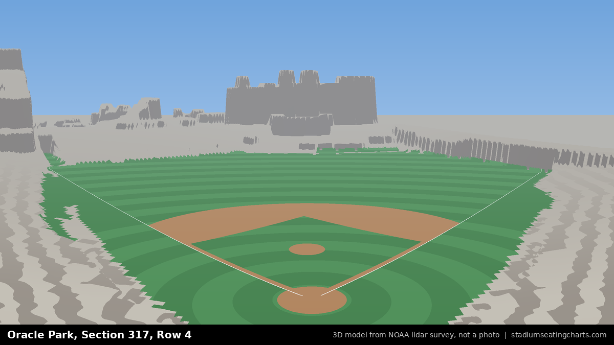 View from Oracle Park Section 317, Row 4, looking toward the pitcher's mound