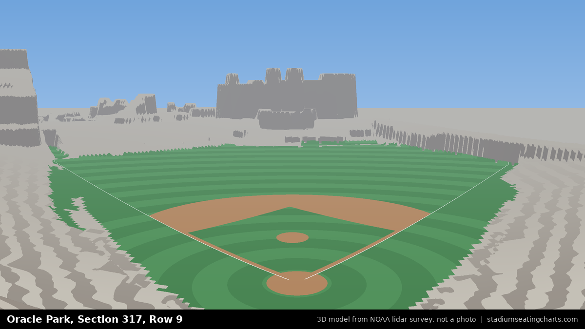 View from Oracle Park Section 317, Row 9, looking toward the pitcher's mound