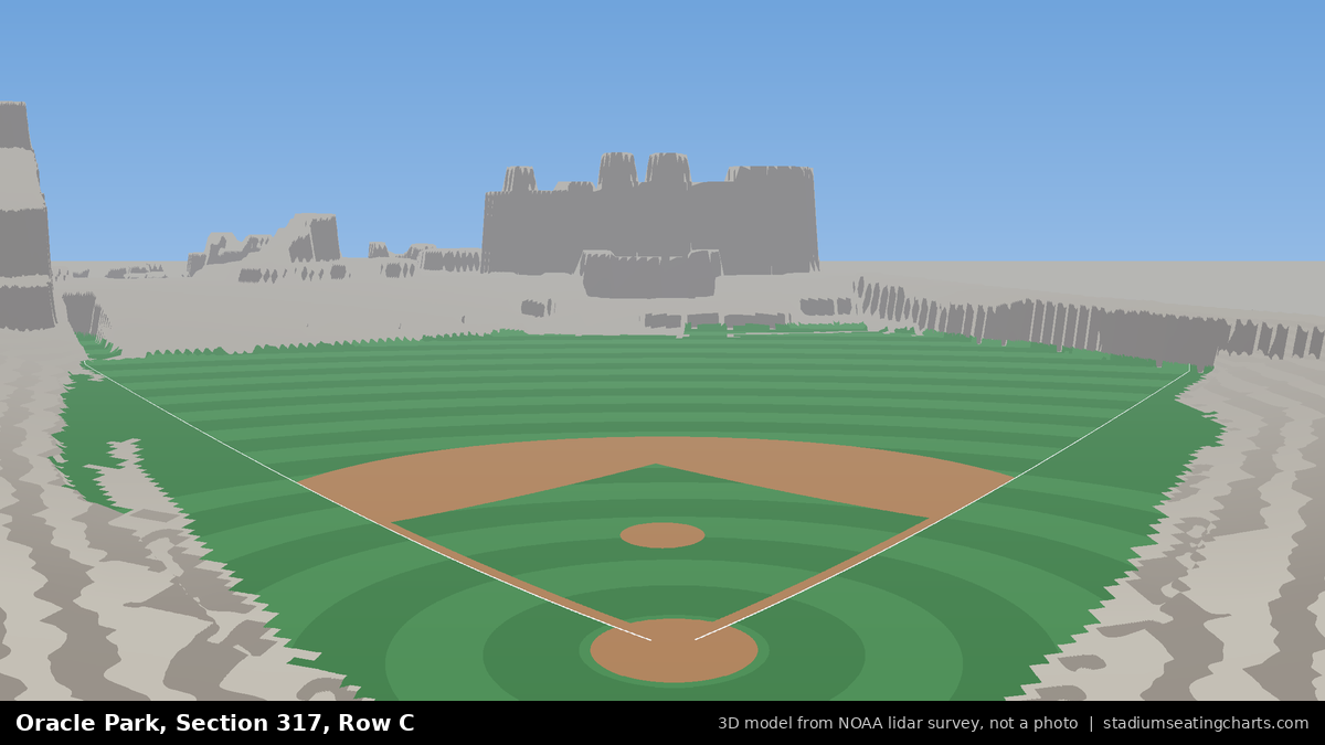View from Oracle Park Section 317, Row C, looking toward the pitcher's mound