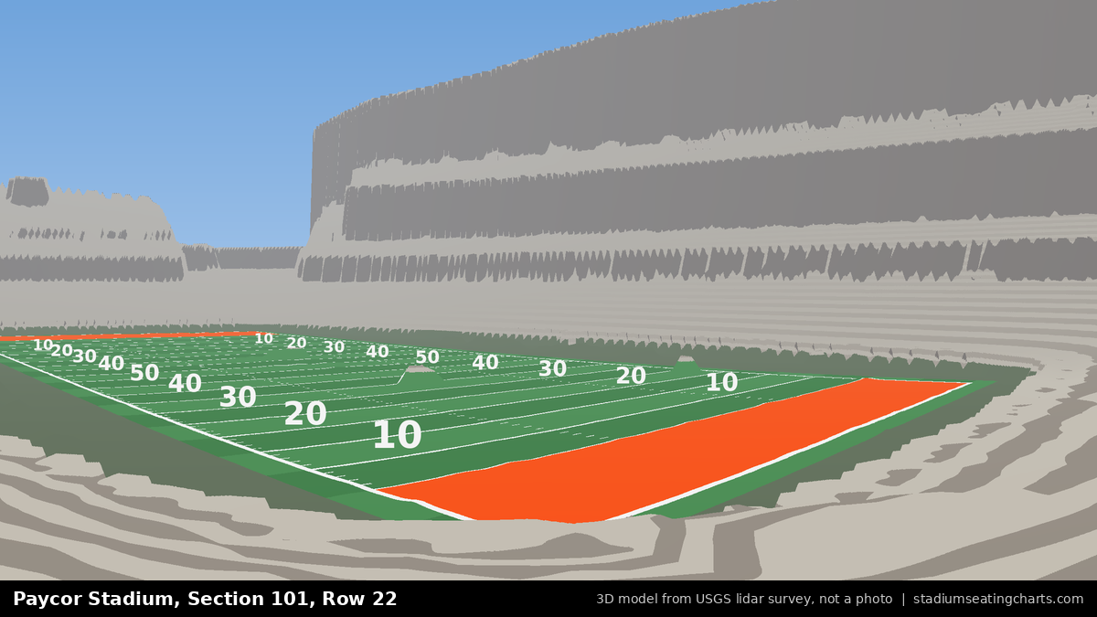 View from Paycor Stadium Section 101, Row 22, looking toward the field