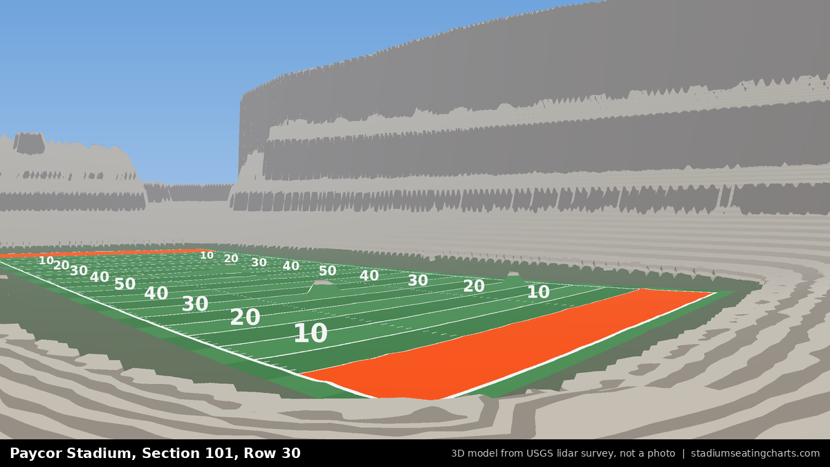 View from Paycor Stadium Section 101, Row 30, looking toward the field