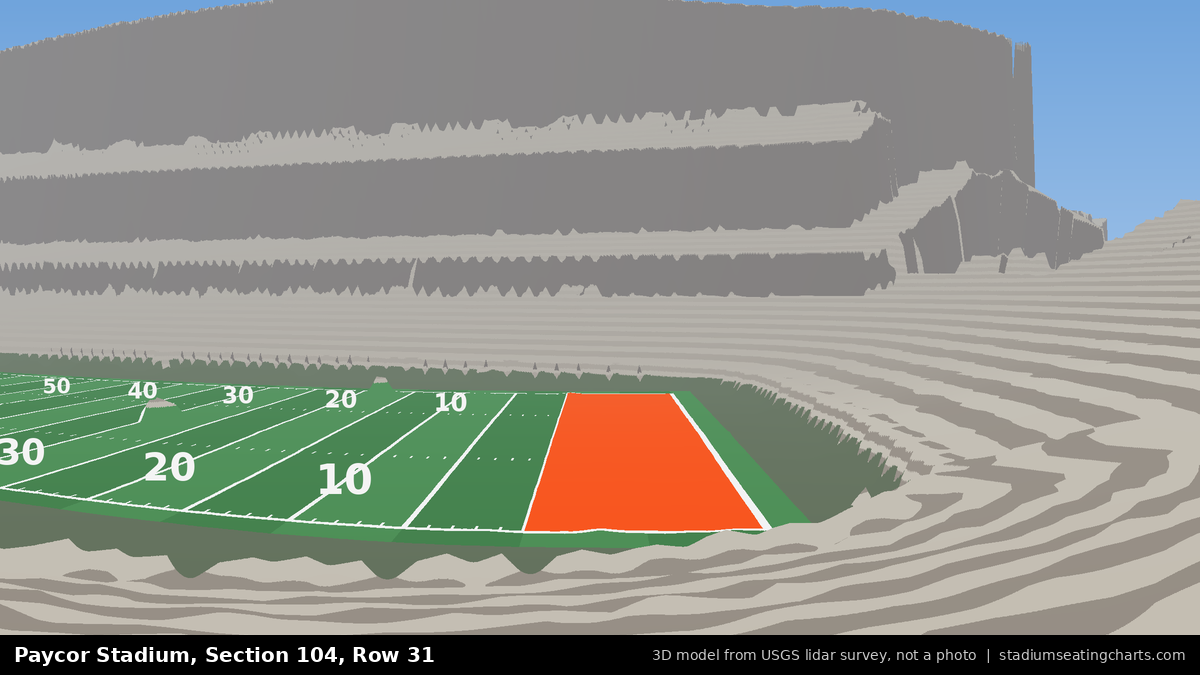 View from Paycor Stadium Section 104, Row 31, looking toward the field