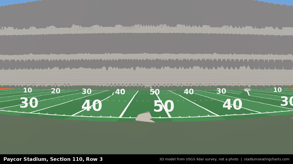 View from Paycor Stadium Section 110, Row 3, looking toward the field