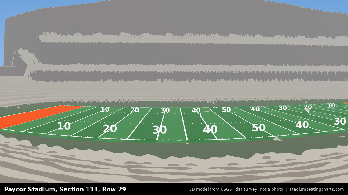 View from Paycor Stadium Section 111, Row 29, looking toward the field