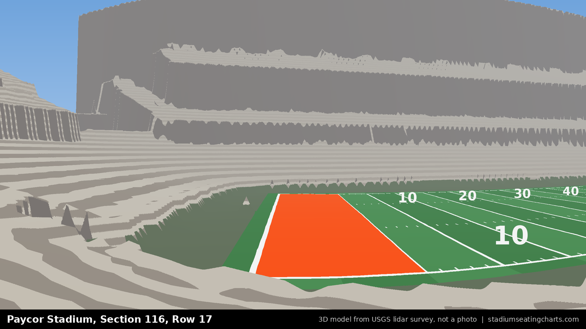 View from Paycor Stadium Section 116, Row 17, looking toward the field