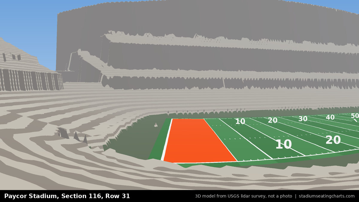 View from Paycor Stadium Section 116, Row 31, looking toward the field