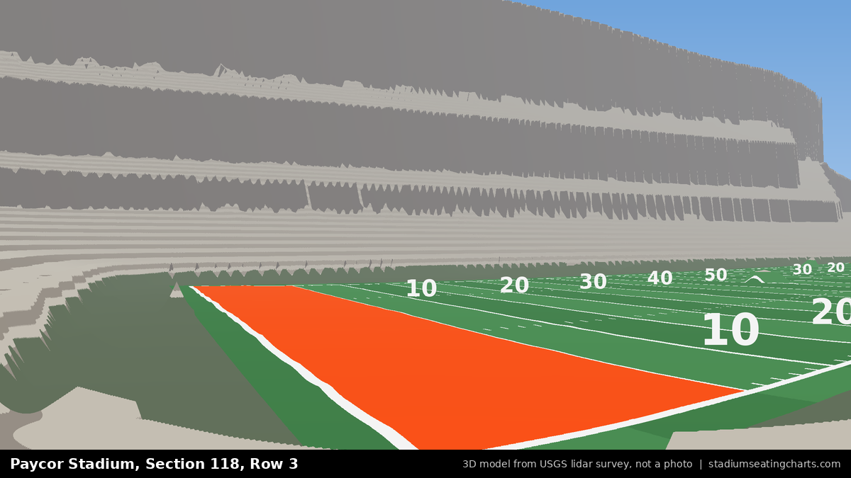 View from Paycor Stadium Section 118, Row 3, looking toward the field