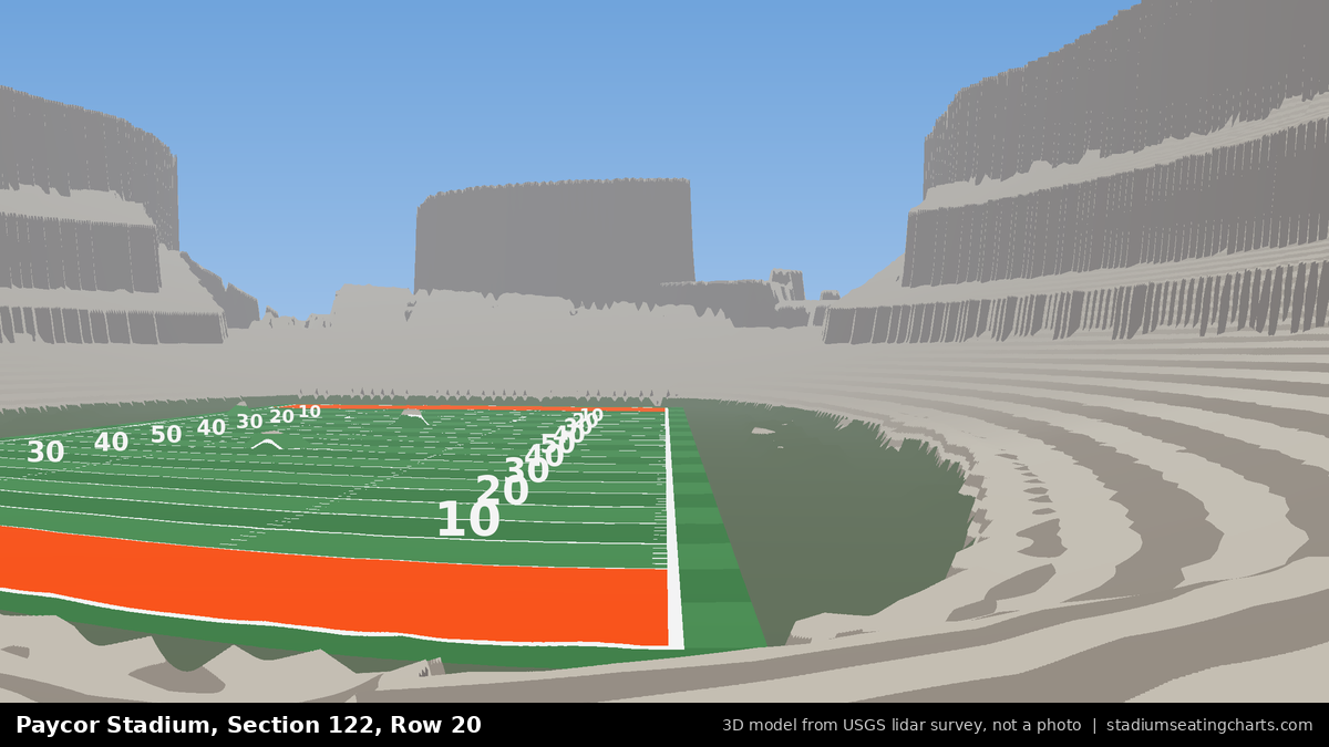 View from Paycor Stadium Section 122, Row 20, looking toward the field