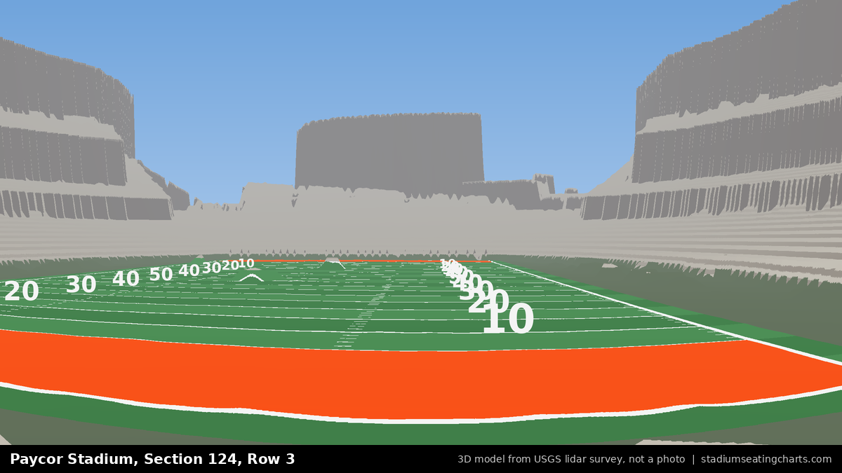 View from Paycor Stadium Section 124, Row 3, looking toward the field