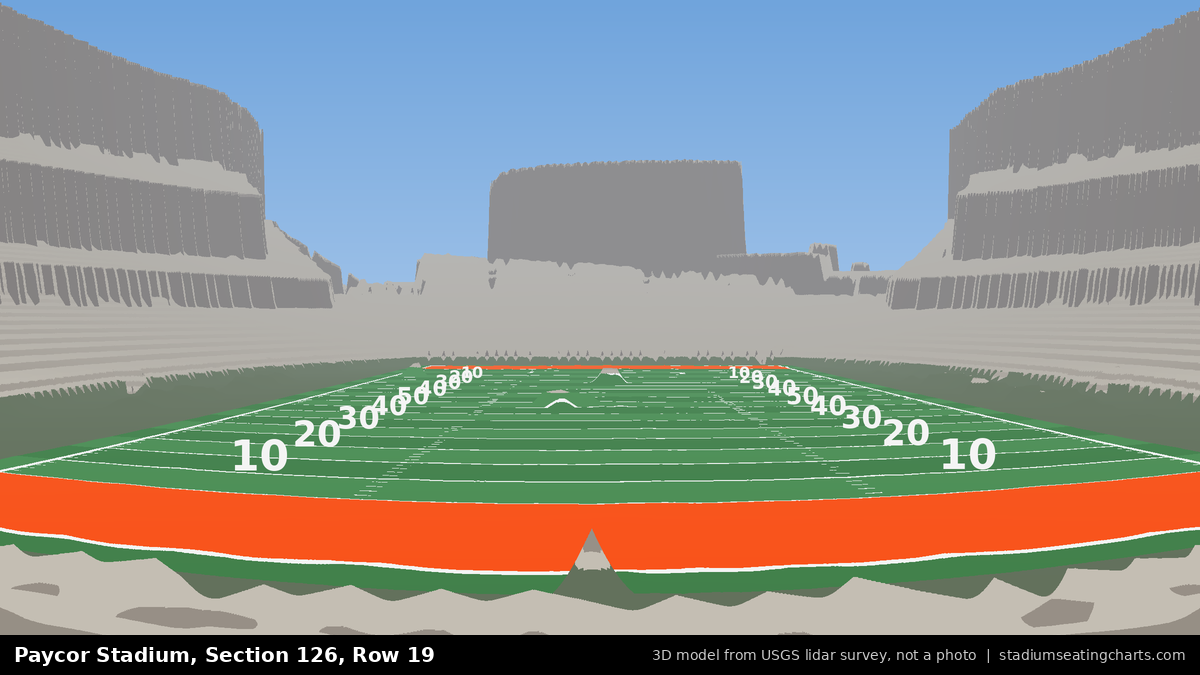 View from Paycor Stadium Section 126, Row 19, looking toward the field