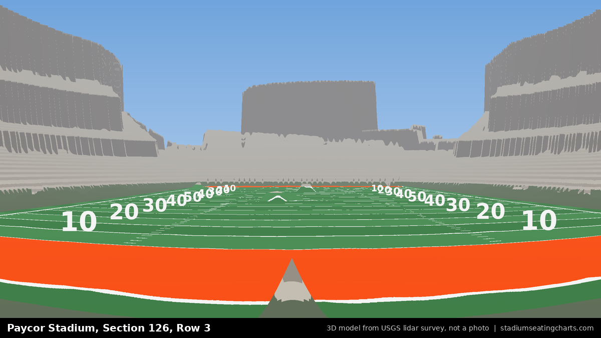 View from Paycor Stadium Section 126, Row 3, looking toward the field