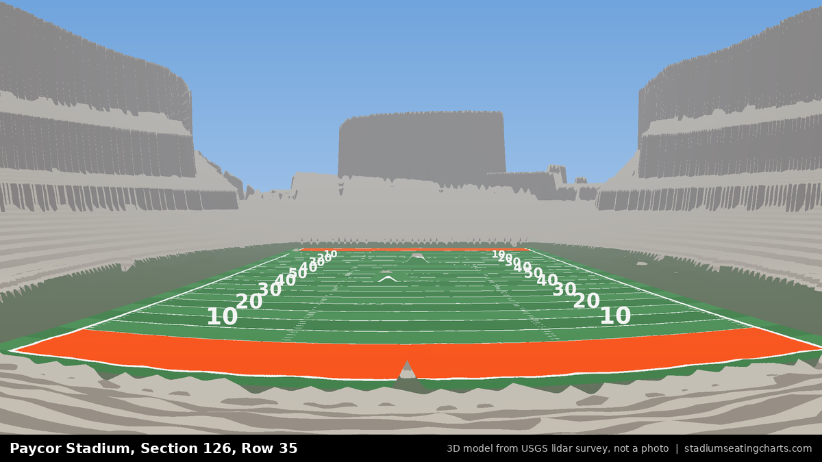 View from Paycor Stadium Section 126, Row 35, looking toward the field