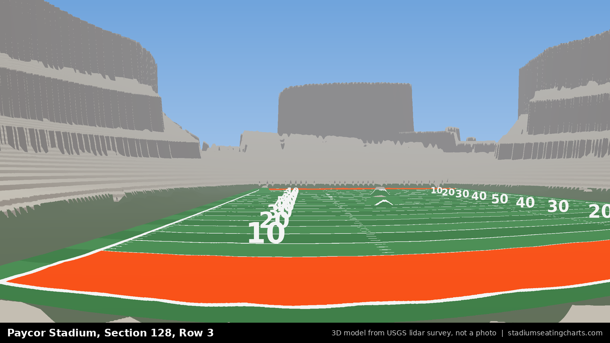 View from Paycor Stadium Section 128, Row 3, looking toward the field