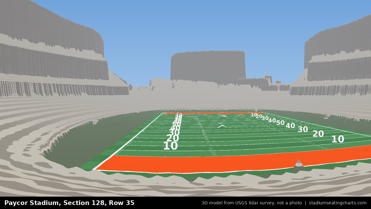 View from Paycor Stadium Section 128, Row 35, looking toward the field