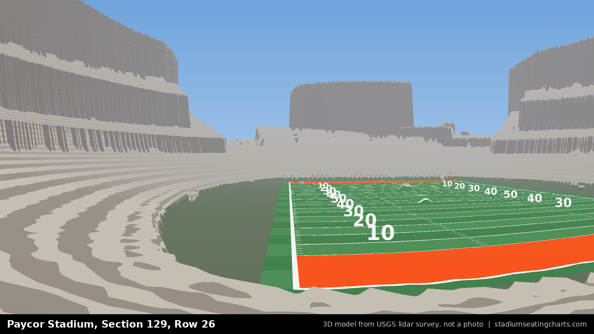 View from Paycor Stadium Section 129, Row 26, looking toward the field