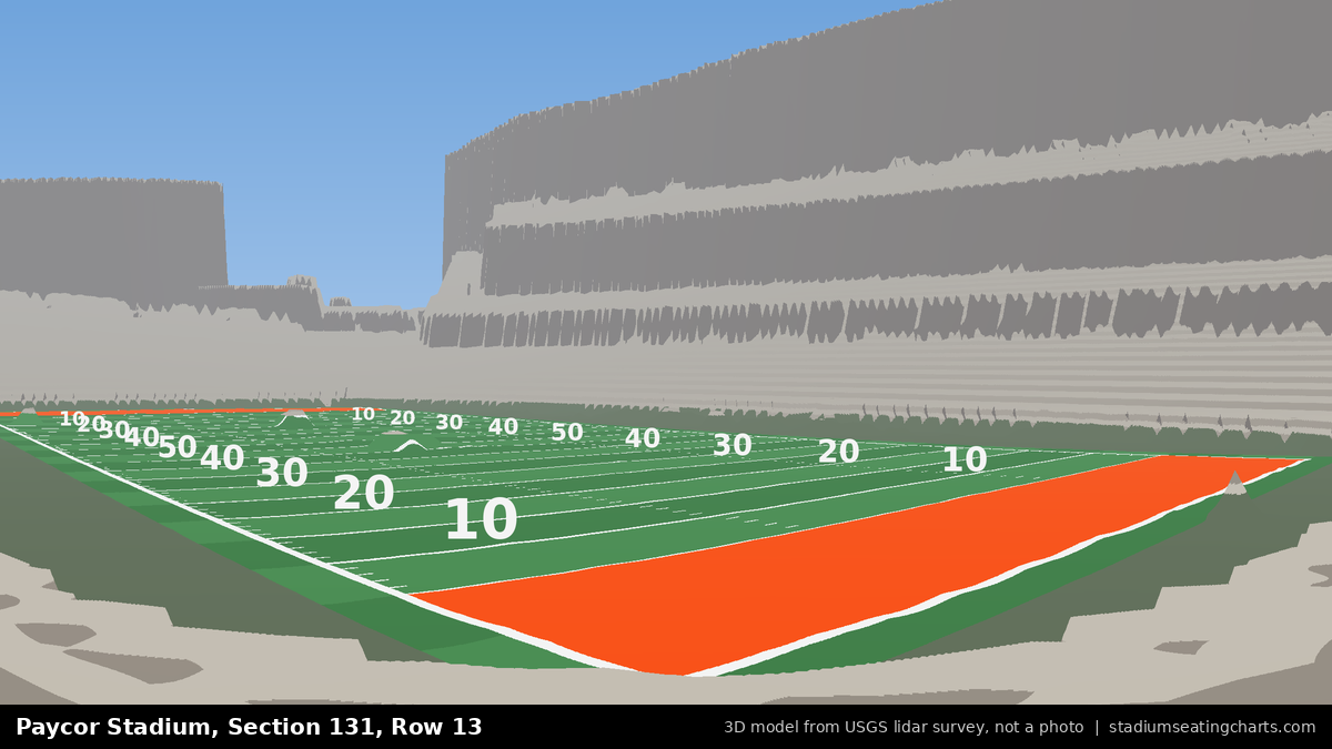 View from Paycor Stadium Section 131, Row 13, looking toward the field