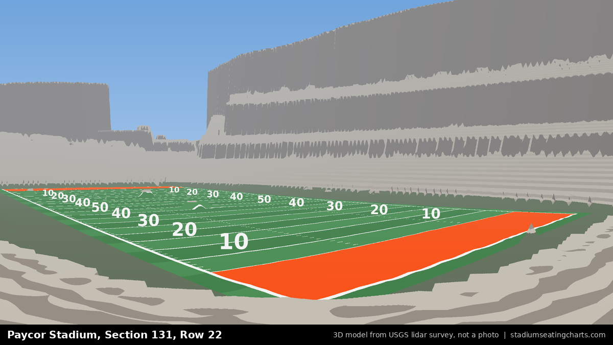 View from Paycor Stadium Section 131, Row 22, looking toward the field