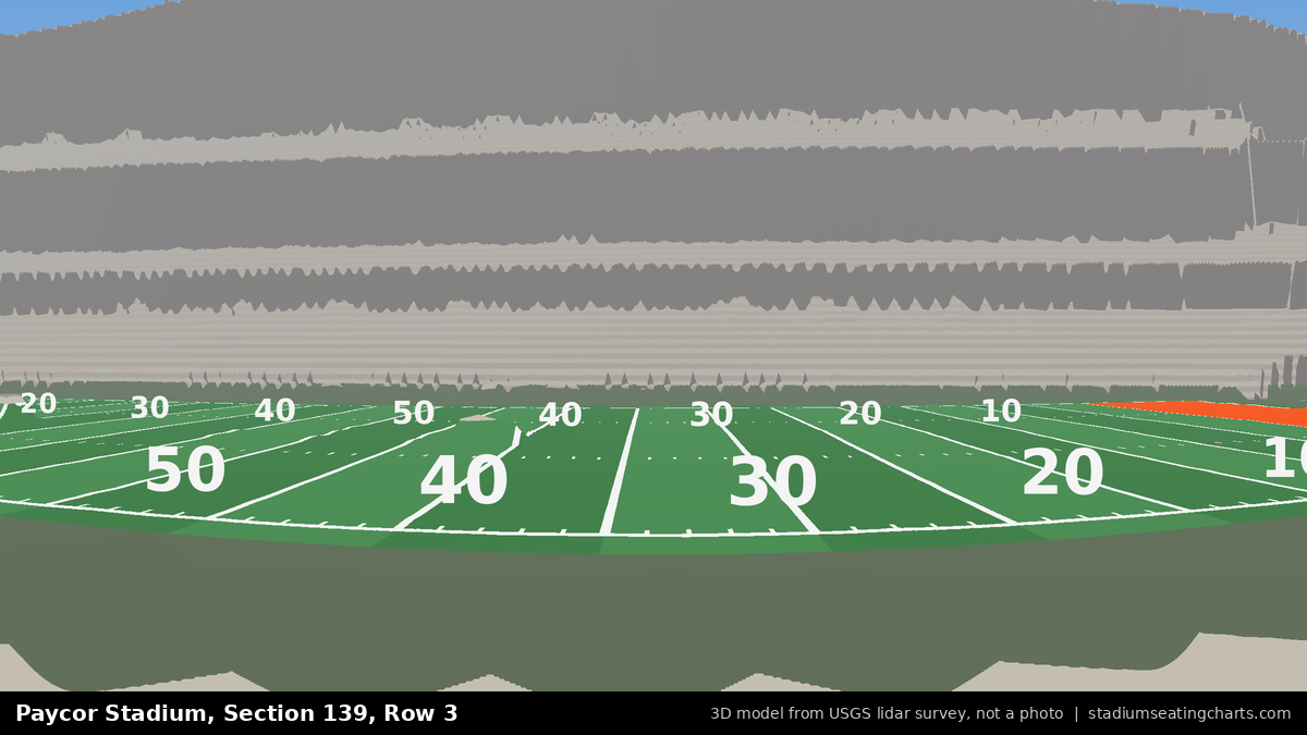 View from Paycor Stadium Section 139, Row 3, looking toward the field