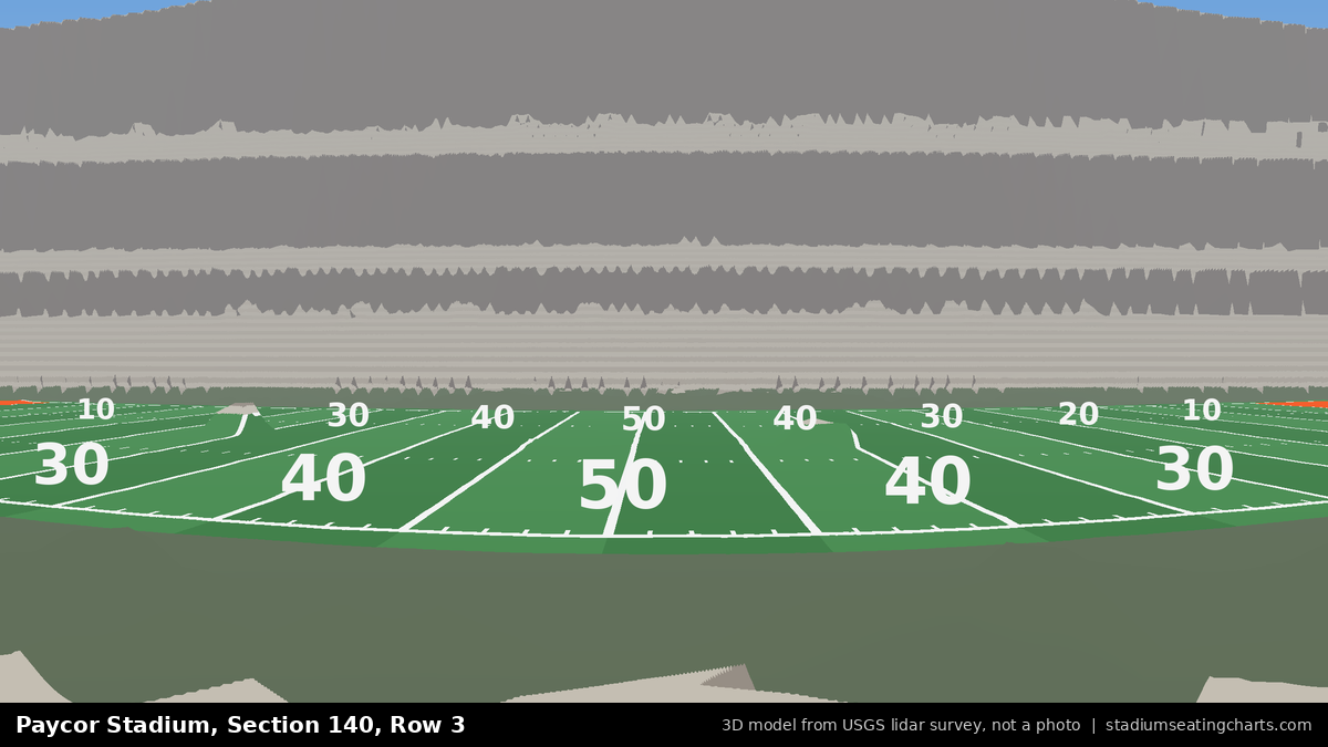 View from Paycor Stadium Section 140, Row 3, looking toward the field