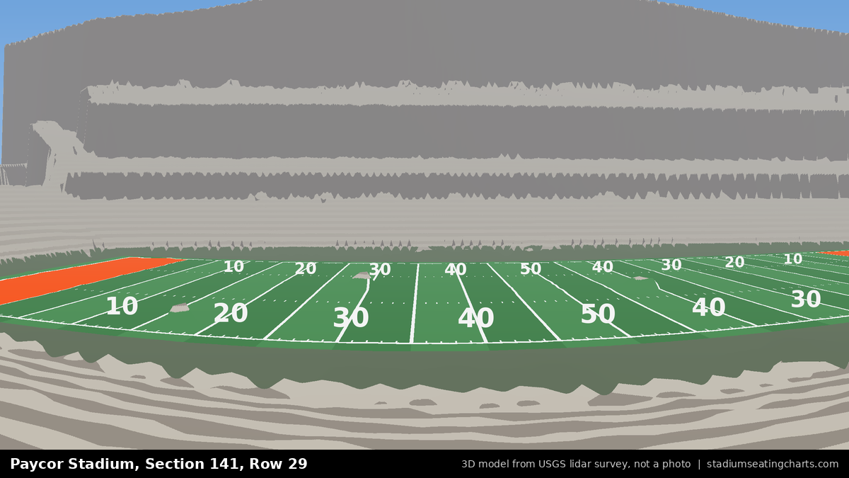 View from Paycor Stadium Section 141, Row 29, looking toward the field