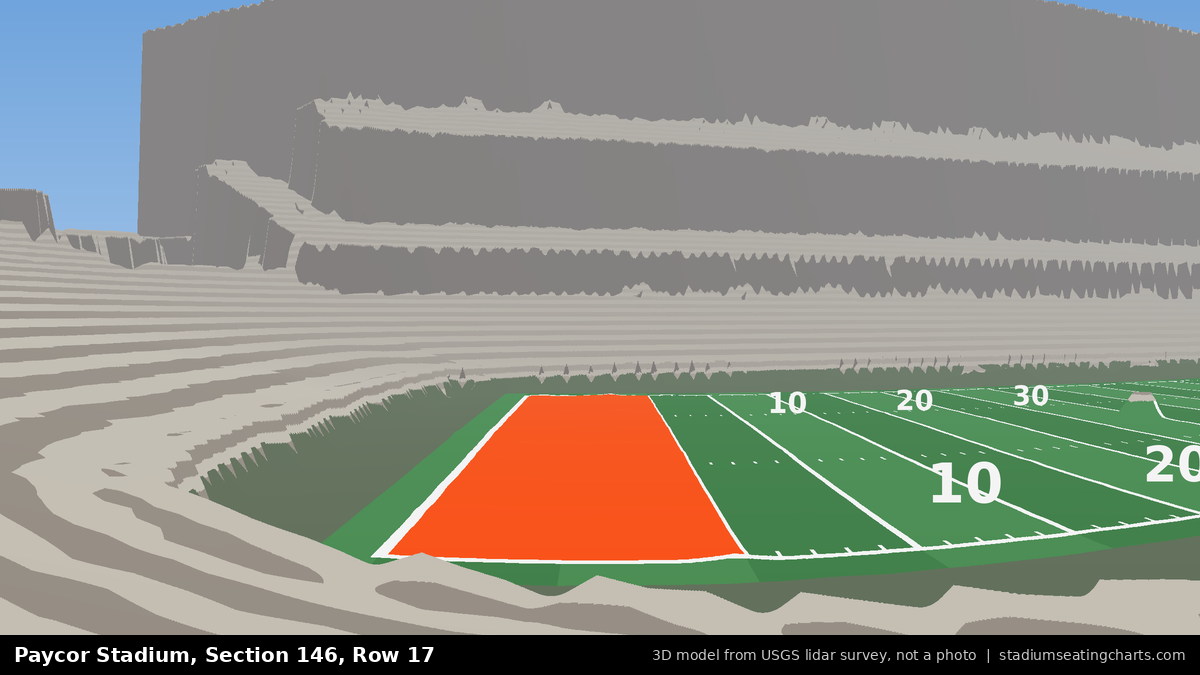 View from Paycor Stadium Section 146, Row 17, looking toward the field