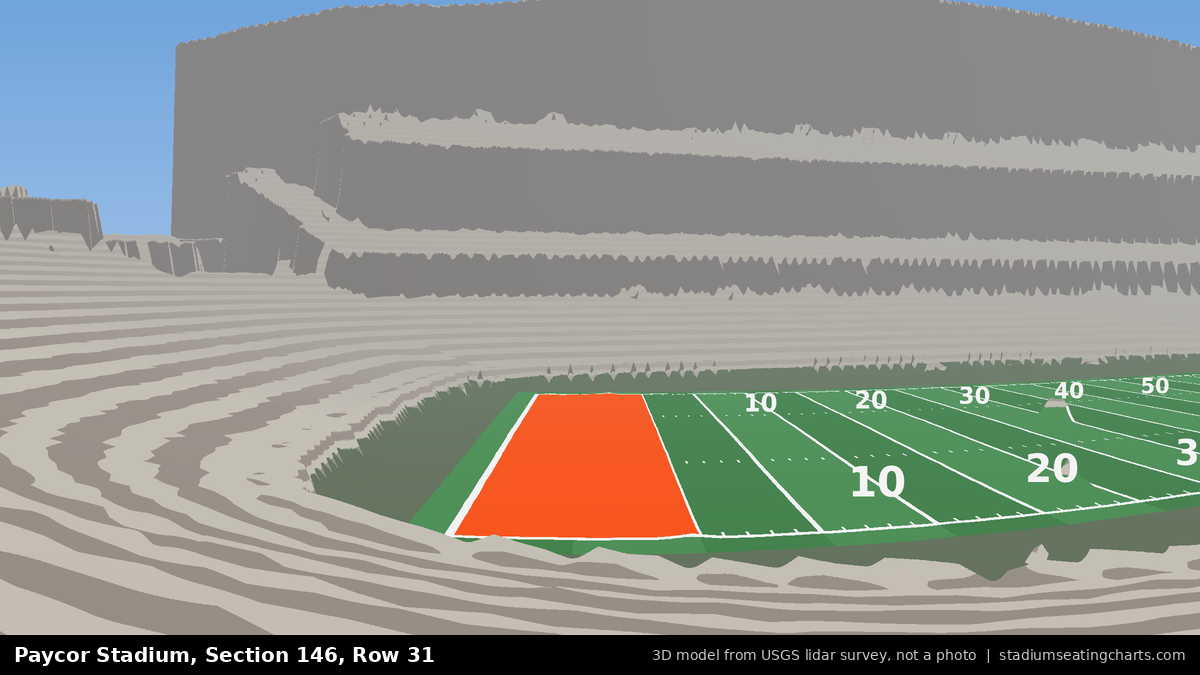 View from Paycor Stadium Section 146, Row 31, looking toward the field