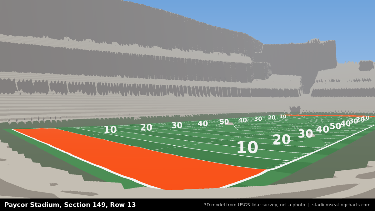 View from Paycor Stadium Section 149, Row 13, looking toward the field