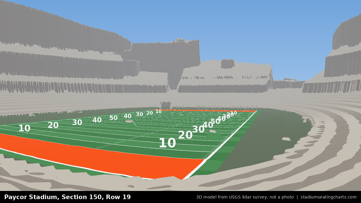 View from Paycor Stadium Section 150, Row 19, looking toward the field