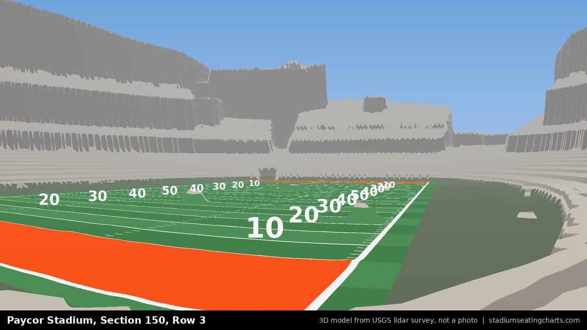 View from Paycor Stadium Section 150, Row 3, looking toward the field
