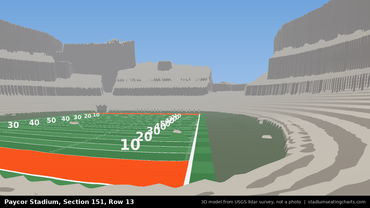 View from Paycor Stadium Section 151, Row 13, looking toward the field