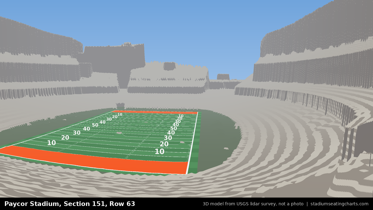 View from Paycor Stadium Section 151, Row 63, looking toward the field