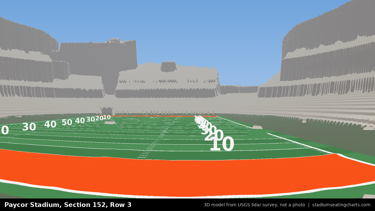 View from Paycor Stadium Section 152, Row 3, looking toward the field