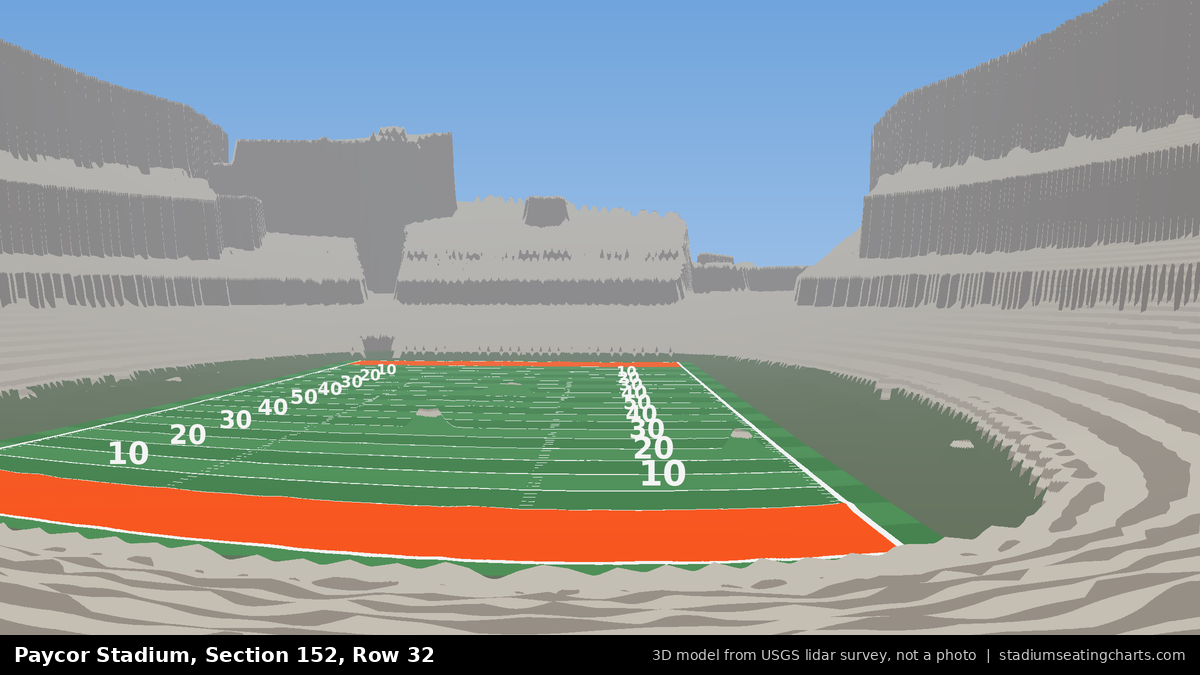View from Paycor Stadium Section 152, Row 32, looking toward the field
