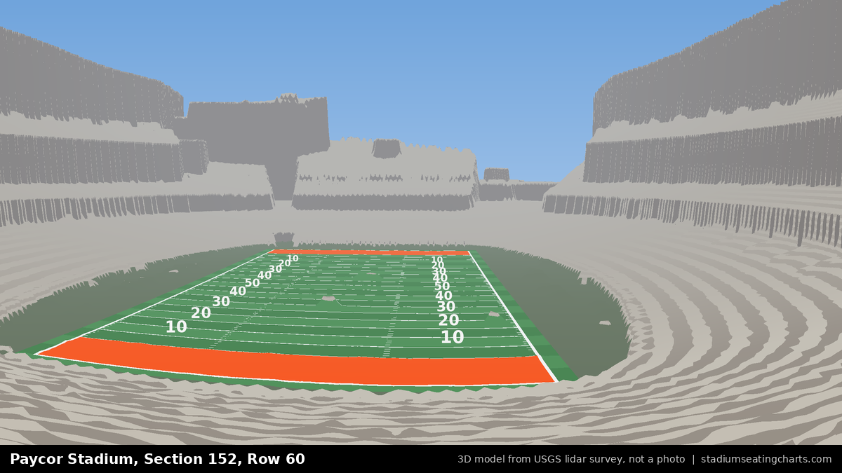 View from Paycor Stadium Section 152, Row 60, looking toward the field