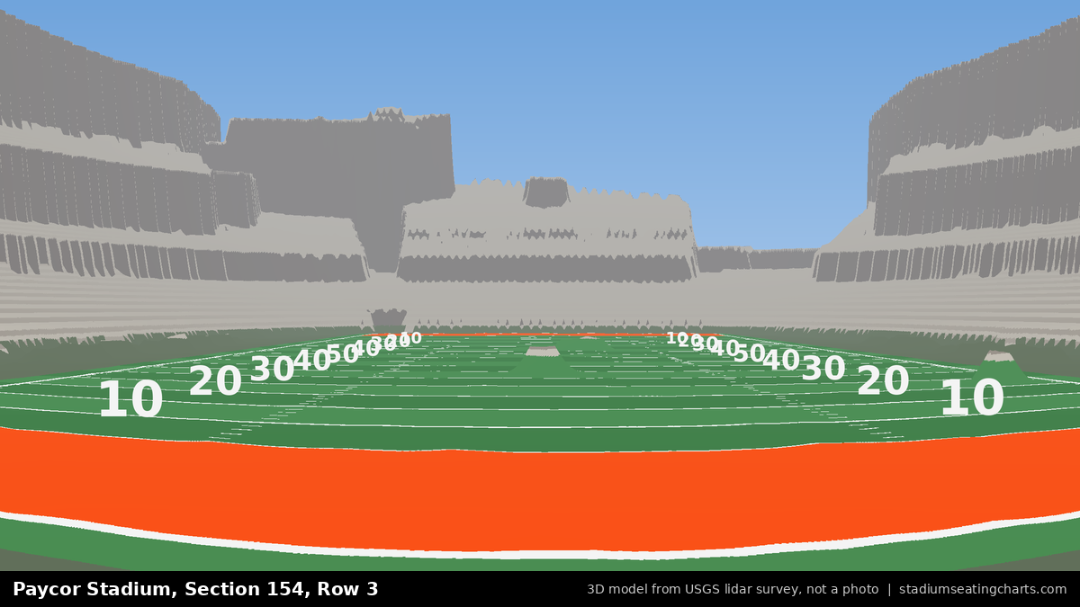 View from Paycor Stadium Section 154, Row 3, looking toward the field