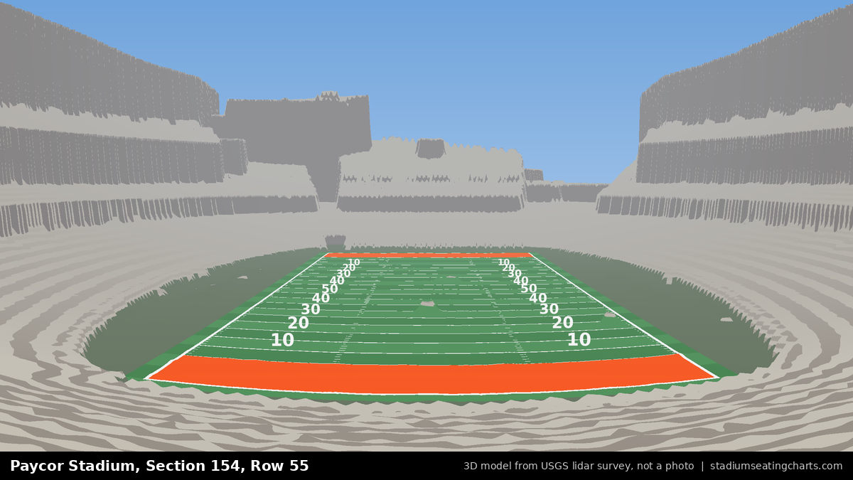 View from Paycor Stadium Section 154, Row 55, looking toward the field
