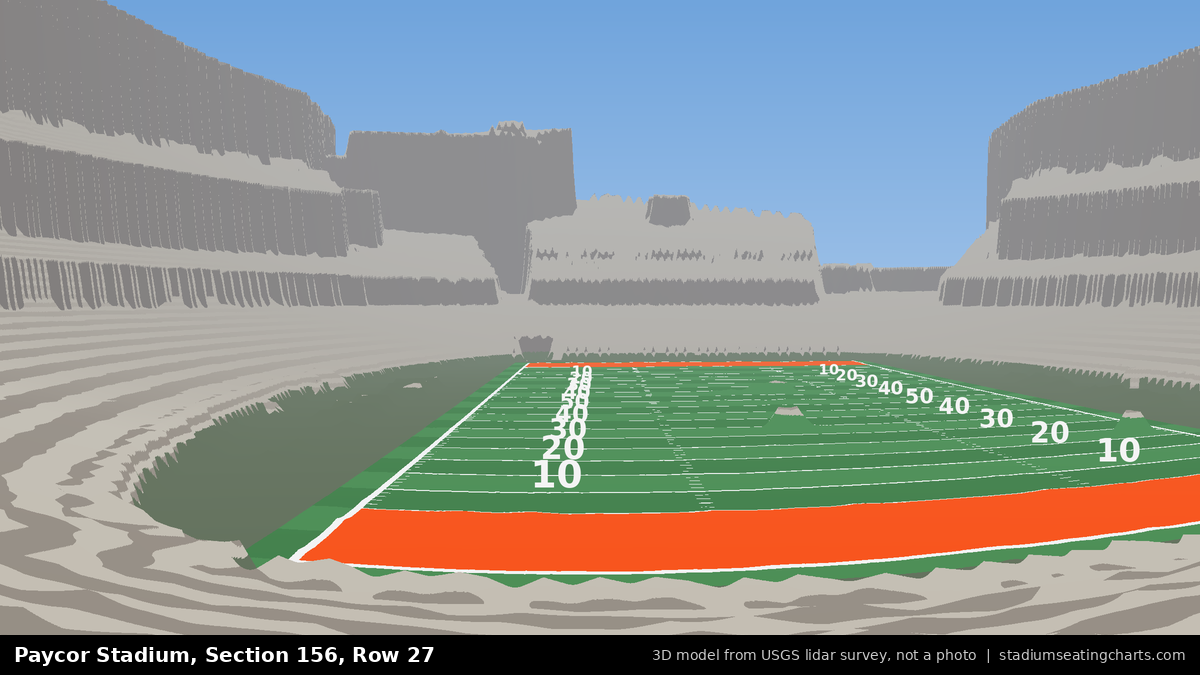 View from Paycor Stadium Section 156, Row 27, looking toward the field