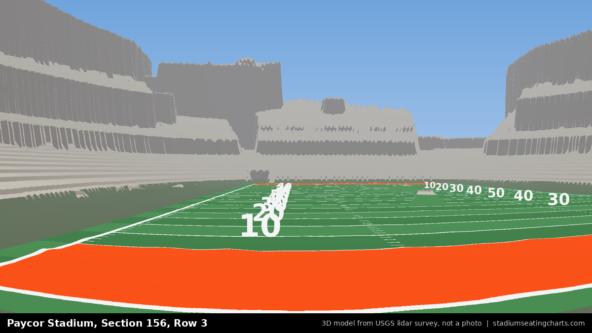 View from Paycor Stadium Section 156, Row 3, looking toward the field