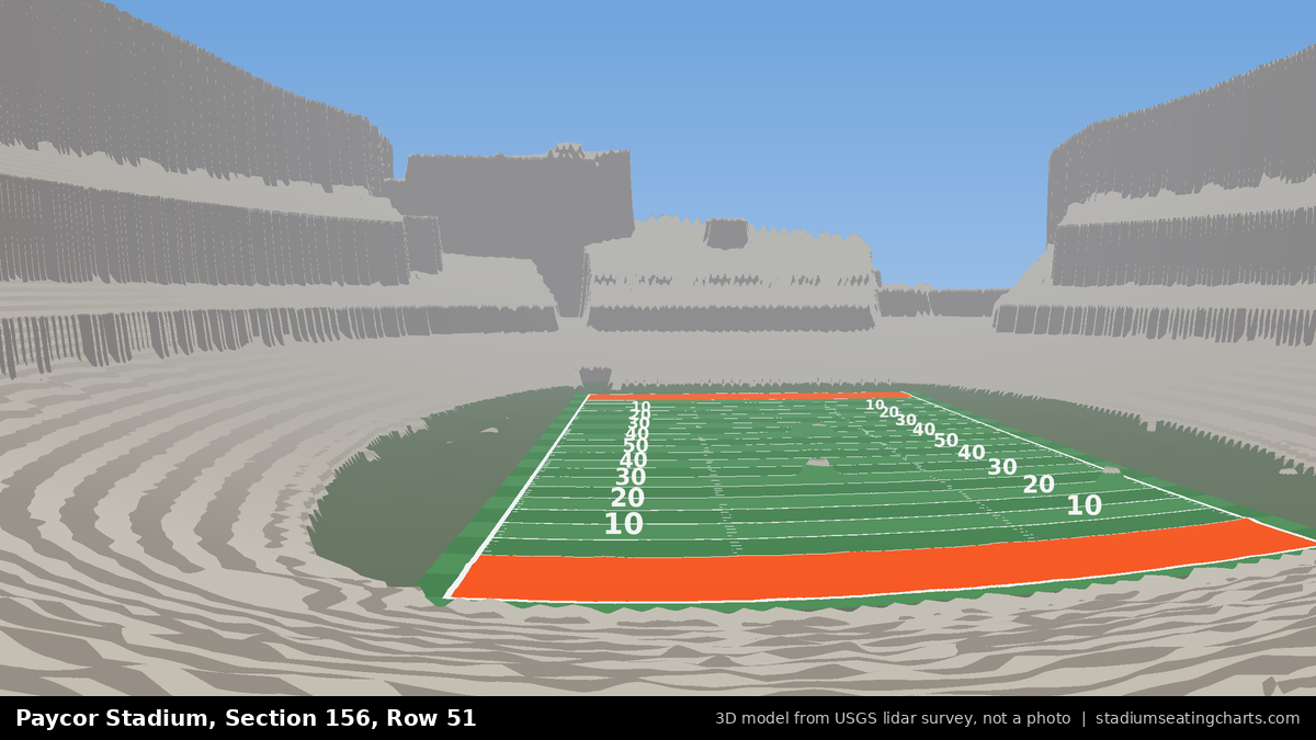 View from Paycor Stadium Section 156, Row 51, looking toward the field