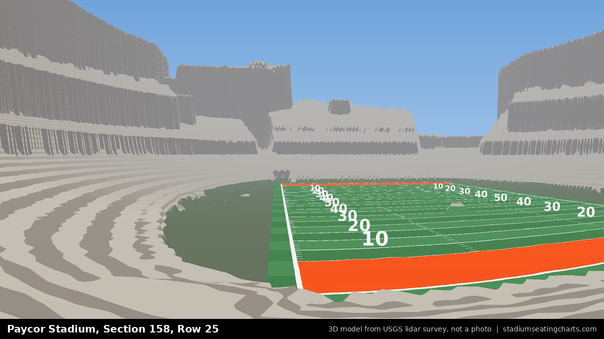 View from Paycor Stadium Section 158, Row 25, looking toward the field
