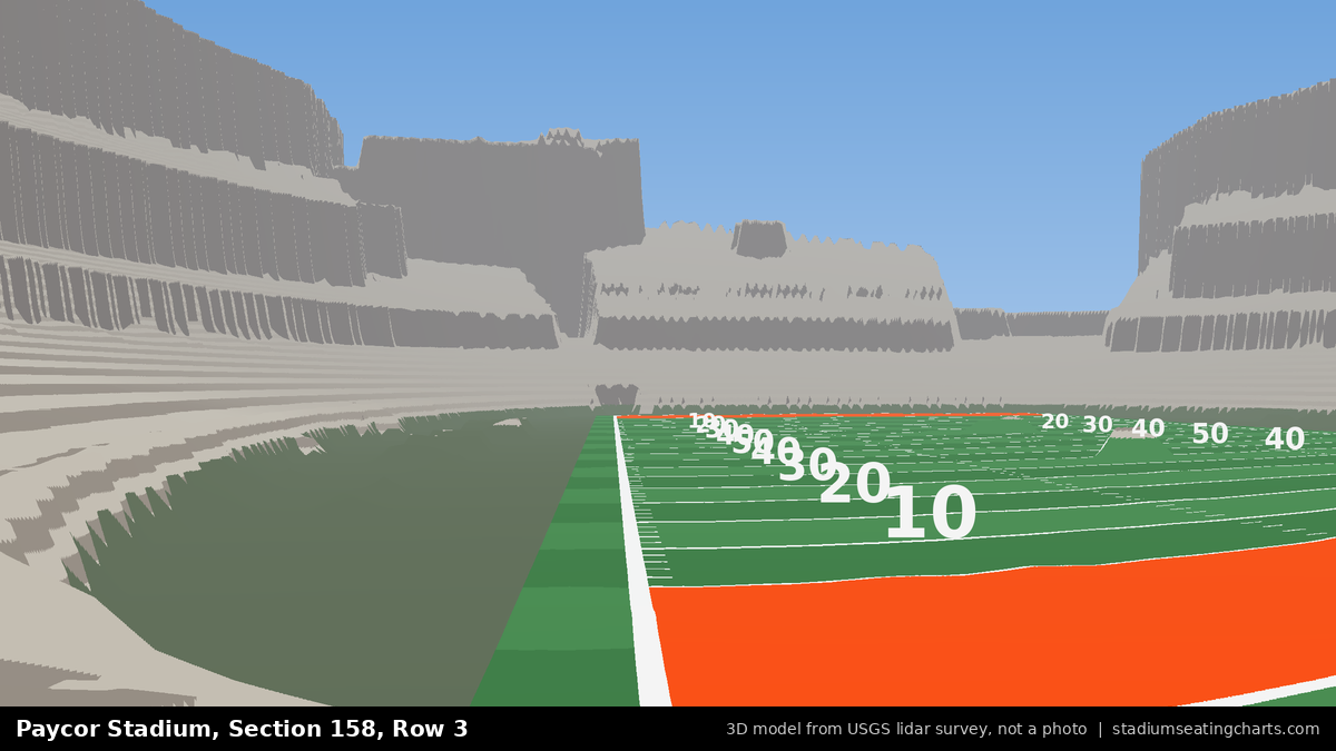 View from Paycor Stadium Section 158, Row 3, looking toward the field