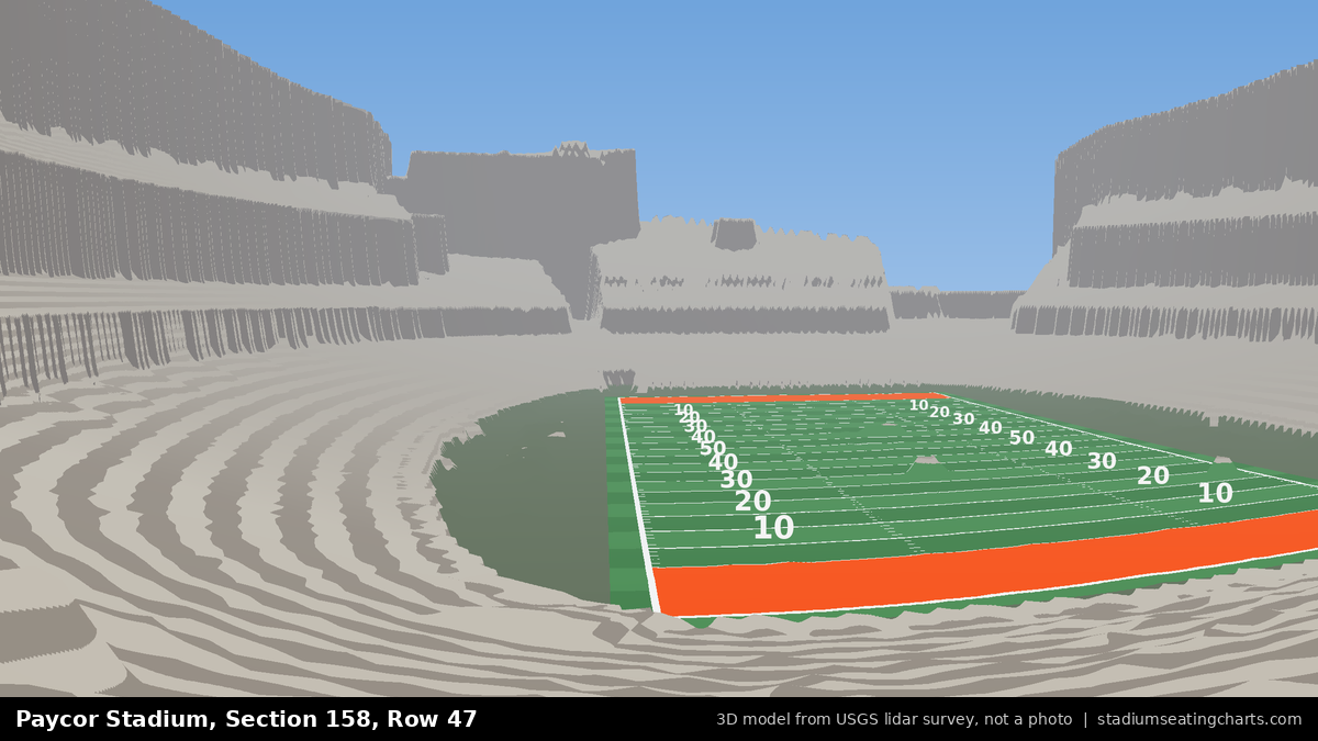 View from Paycor Stadium Section 158, Row 47, looking toward the field