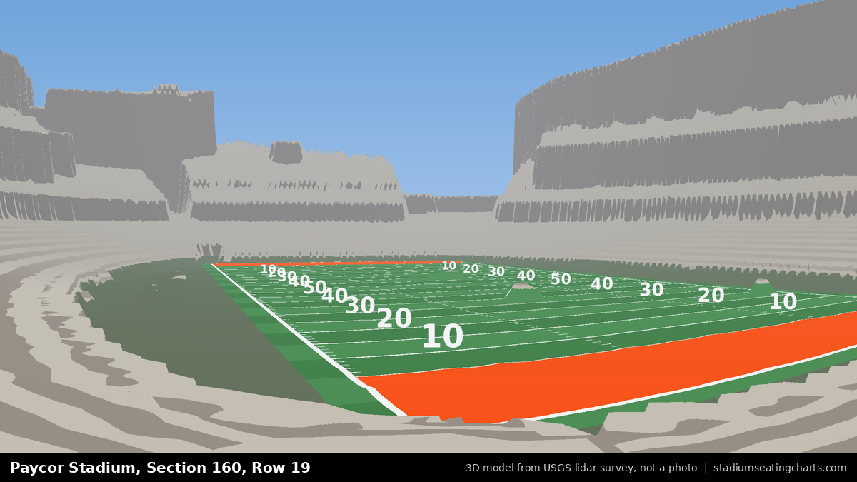 View from Paycor Stadium Section 160, Row 19, looking toward the field