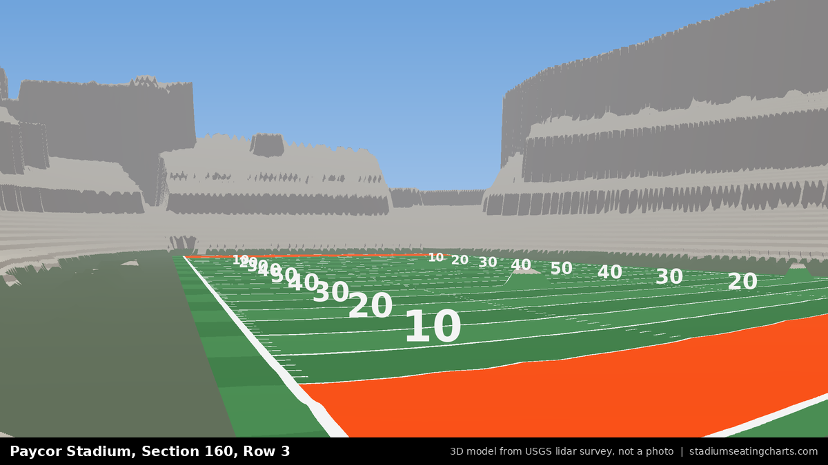 View from Paycor Stadium Section 160, Row 3, looking toward the field