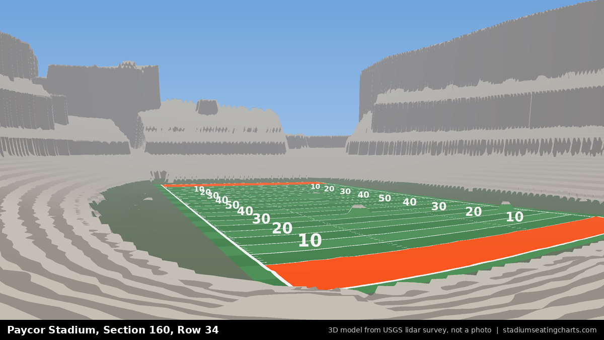 View from Paycor Stadium Section 160, Row 34, looking toward the field