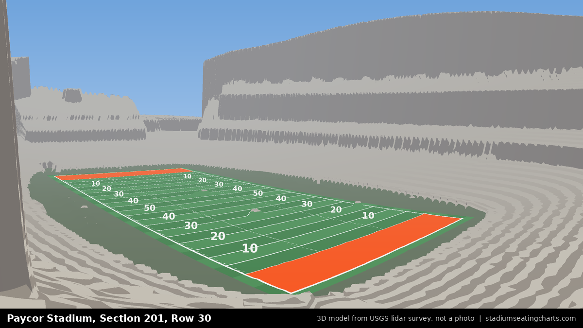 View from Paycor Stadium Section 201, Row 30, looking toward the field