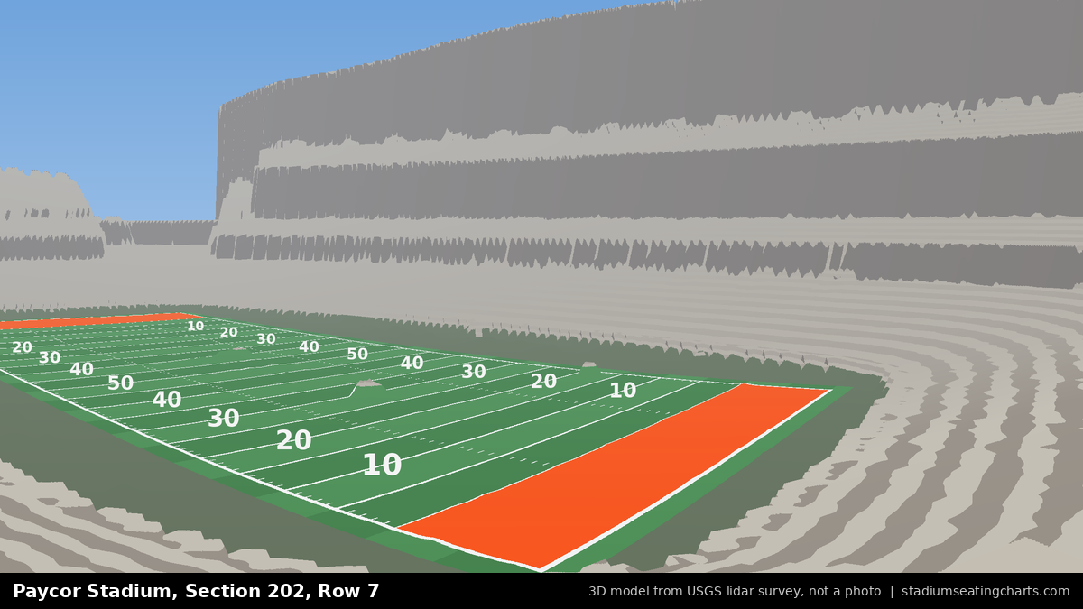 View from Paycor Stadium Section 202, Row 7, looking toward the field