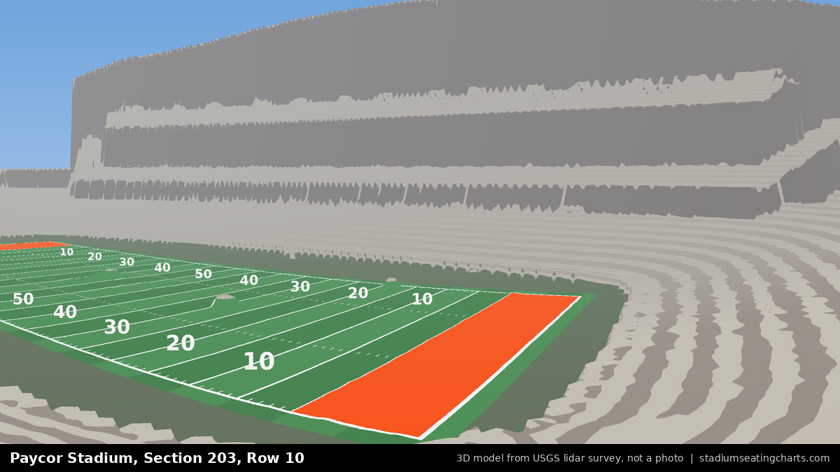 View from Paycor Stadium Section 203, Row 10, looking toward the field