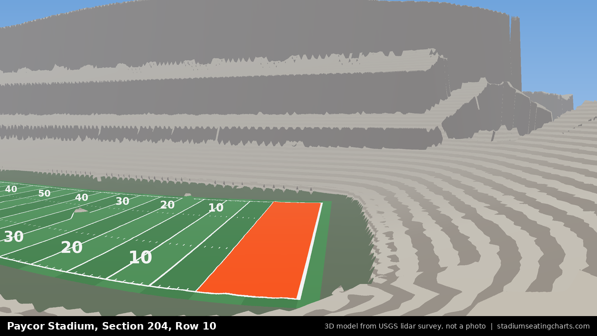 View from Paycor Stadium Section 204, Row 10, looking toward the field