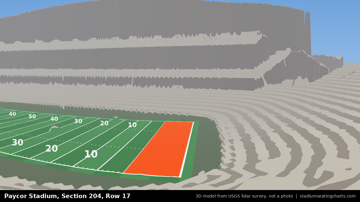 View from Paycor Stadium Section 204, Row 17, looking toward the field